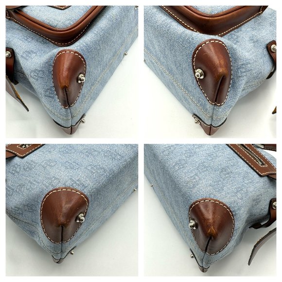 Vintage DOONEY & BOURKE Y2K Sig Double Pocket Denim Canvas Satchel - Picture 7 of 16